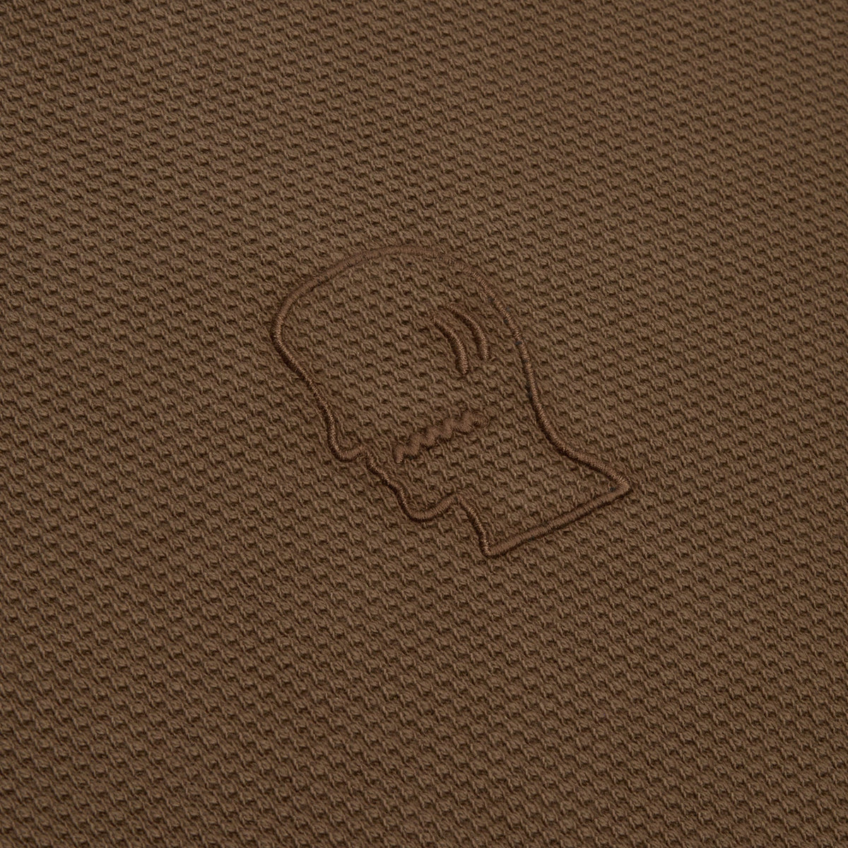 Brain Dead Boxy Thermal Mock Neck T-Shirt (Brown)
