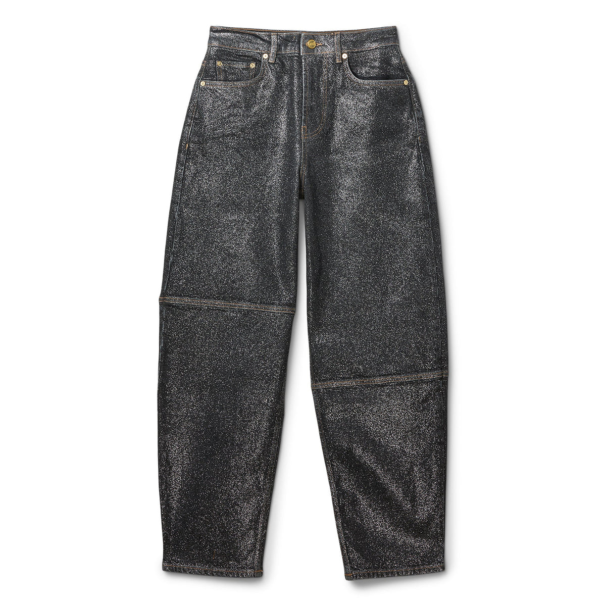 GANNI Shimmery Foil Denim Stary (Washed Black/Black)