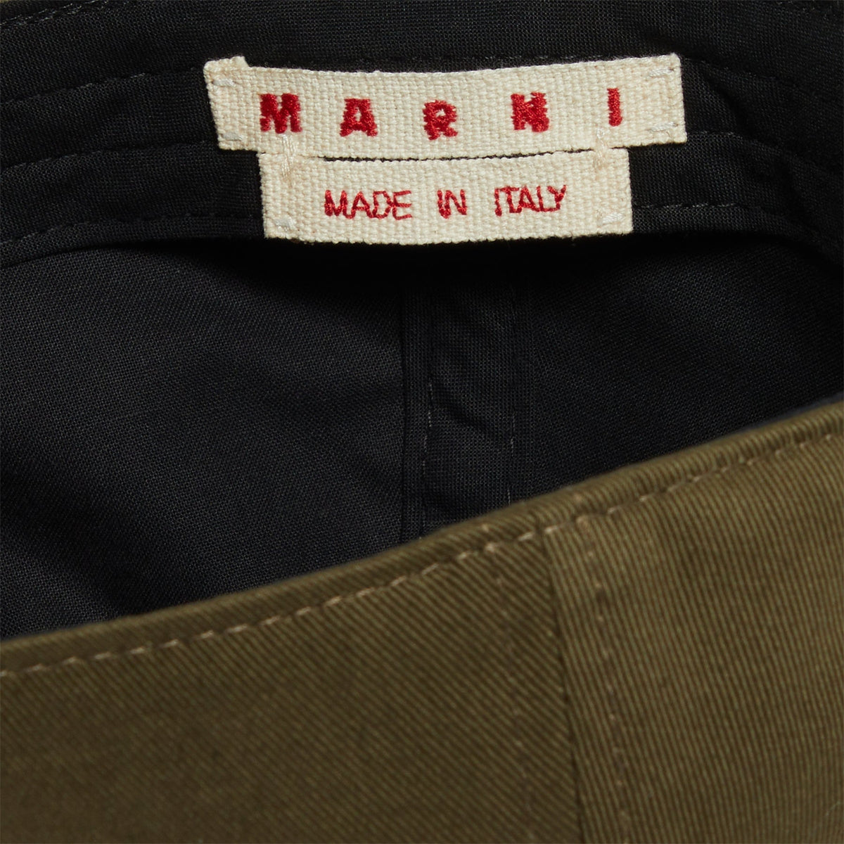 MARNI Embroidered Logo Organic Gabardine Baseball Cap (Deep Sage)