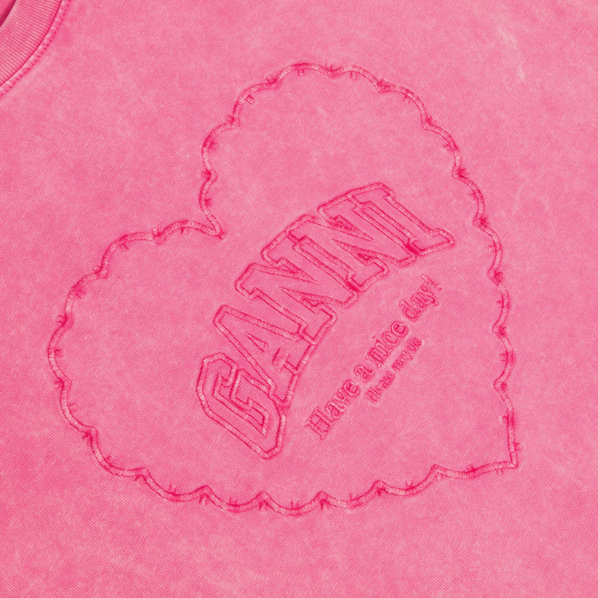 GANNI Heavy Cotton Heart T-shirt (Hot Pink)