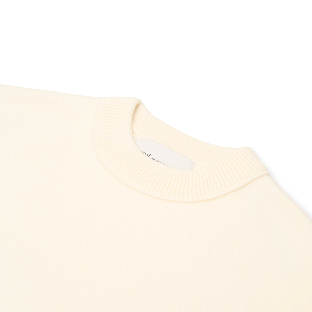 AMI Crewneck Sweater With Contrasted AMI De Coeur (Ecru/Rouge)